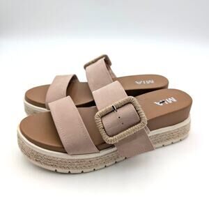 MIA Kenzy Buckle Espadrille Platform Sandals Women's Blush Size US7.5M EU37.5